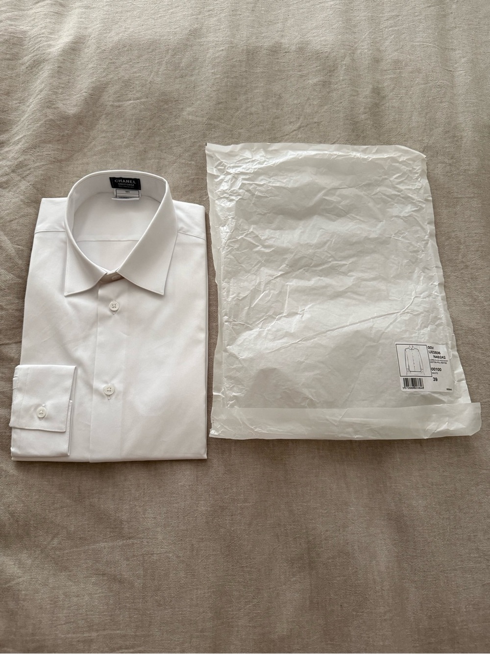 CHANEL White Men's Dress Shirt - Point Collar